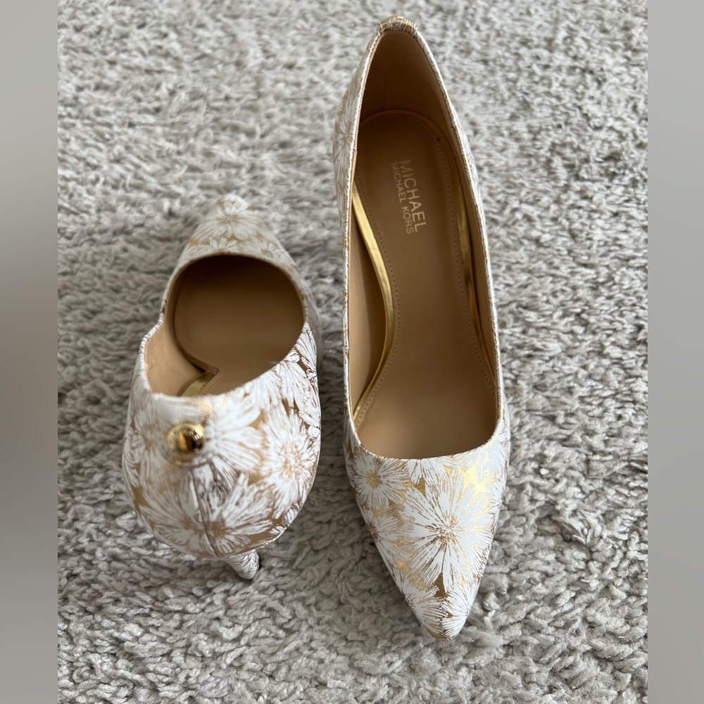 Gold and White Michael Kors pumps